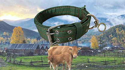Cow Collar - Adjustable Four-Layer Nylon Thickened Cow Collar Collar with 2-Rows Metal Buckle and Ring Metal Buckle Traction Chain for Horse, Sheep, Cattle, Dog, Camel (25.9inch) - color: 25.9inch