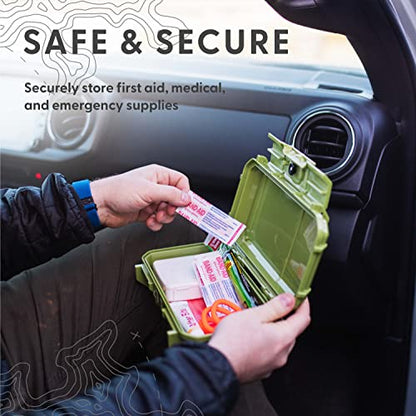 Evergreen X Seahorse 56 Medication Lock Box - Medium, First Aid Kit, Childproof, Empty Lockable Medicine Box to Store Medications, Diabetic Supplies, Needles. NO SUPPLIES INCLUDED (Black + Topography) - color: Black + Topography