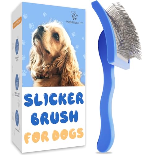 Slicker Brush for Dogs - Long Pin Doodle Grooming Brush, Large | For Goldendoodles, Poodles, Labradoodles & Long-Haired Dogs - Detangles Dense Coats, Removes Knots & Mats and Restores Fluff