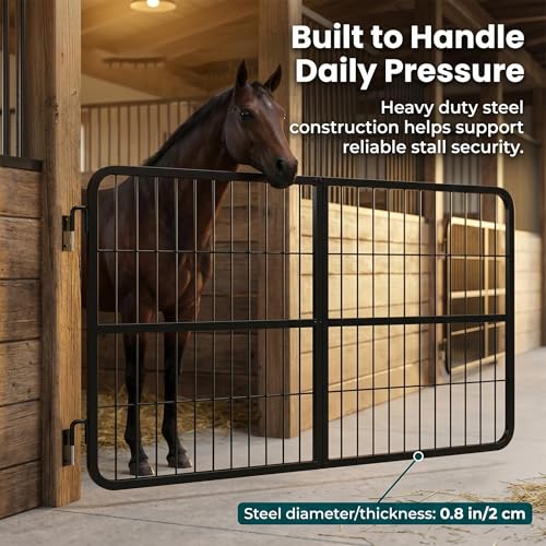 Welded Horse Stall Door, 48 x 24in Stall Guards for Horses with Two-Way Opening, Heavy Duty 0.8in Stall Gate, Stronger Horse Stall Guard Ideal for Standard Barn Doorways and Equestrian Properties