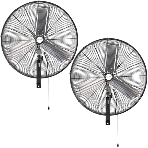 hykolity 30 inch High Velocity Industrial Wall Fan, 9500 CFM 3-Speed Wall Mount Oscillating Fan, Heavy Duty Shop fan for Garage, Warehouse, Workshops, Commercial and Factory, UL Listed, 2 Pack - size: 30 inch