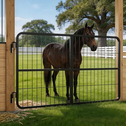 48 x 24in Horse Stall Door with Welded Steel Frame, Heavy Duty 0.8in Horse Stall Gate, Two-Way Opening Stall Guard for Horses, Stronger Stall for Stable Safety, Farms, Barn and Equestrian Accessories
