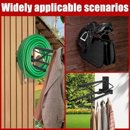 23.8" L x12.6 W x10.2 H Saddle Rack with Double Pad Bar Heavy Duty Wall Mounted Saddle Rack Suitable for English and Western Saddles Horse Stall Barn Trailer Tack Room Black - color: Two Bar-1PC