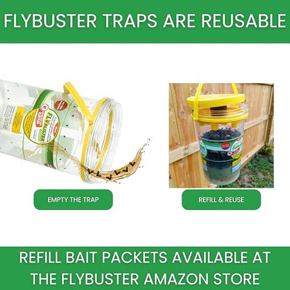 Flybuster Fly Trap | Outdoor Device for Catching Flies | 1-Liter Compact Size | Comes with One Flytrap and 1 Bait Packet | 10,000 Fly Capacity | Non-Toxic | Child & Pet Safe - size: Compact (1-Pack)