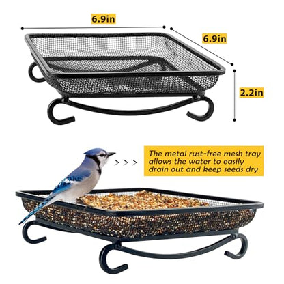 MIXXIDEA Ground Bird Feeder Tray, Metal Platform Mesh Seed Tray for Bird Feeders, Great Attracting Garden Yard Decoration for Wild Birds Squirrels Dove (1 Pack) - size: 7x7 inches (1 pack)