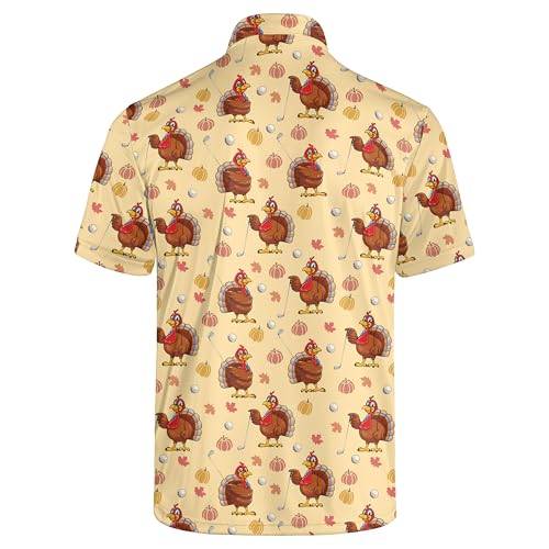Funny Golf Shirts for Men, Quick Dry Moisture Wicking Polo Shirts - color: Turkey, size: Large