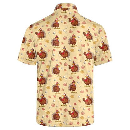 Funny Golf Shirts for Men, Quick Dry Moisture Wicking Polo Shirts - color: Turkey, size: Large