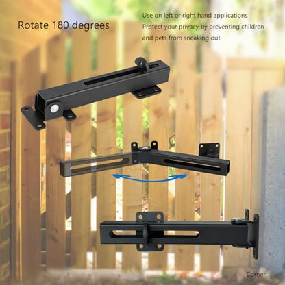 Flip Gate Latch Lock with Padlock Hole, Safety Door Bolt Latch Lock, Barn Door Lock Adjustable Door Latch for Swing Door, Outdoor Wooden Fence, Shed, Garage, Yard, Matte Black