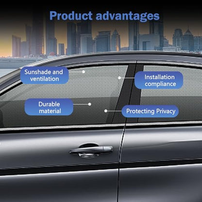 SLIMI 4 PCS Car Window Screens, Sunshade and Breathable Sun Screen Mesh,Multifunctional Double Layer Front and Rear Side Window Privacy Protection Car Window Shades Mesh, for Most SUVs (Black)