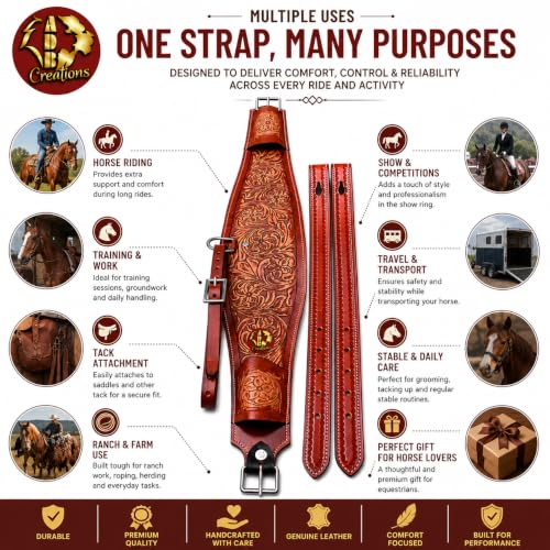 ADB CREATIONS Premium Western Floral Tooled Leather Rear Flank Cinch