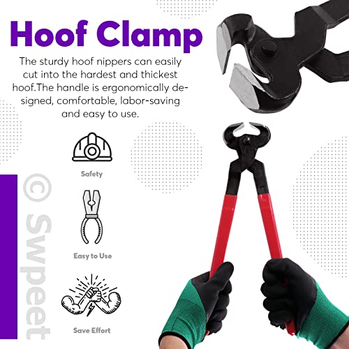 Swpeet 8Pcs Professional Farrier Tools Value Kit with Roll Pack, Horses Hoof Trimmers Shears Tools, Hoof Cutter, Farrier Rasp File and Rubber Handle, Hoof Nipper, Horseshoe Brush, Hoof Knife