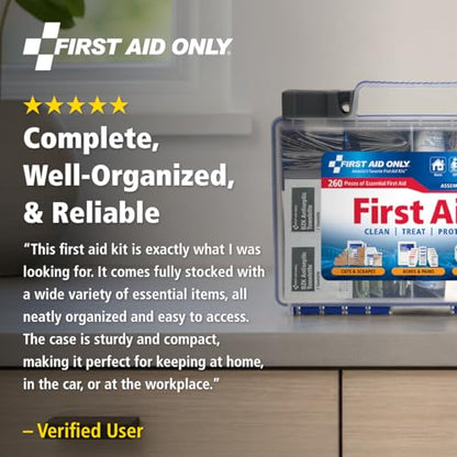 First Aid Only 91248 OSHA-Compliant First Aid Kit, All-Purpose 50-Person Emergency First Aid Kit for Business, Worksite, Home, and Car, 260 Pieces