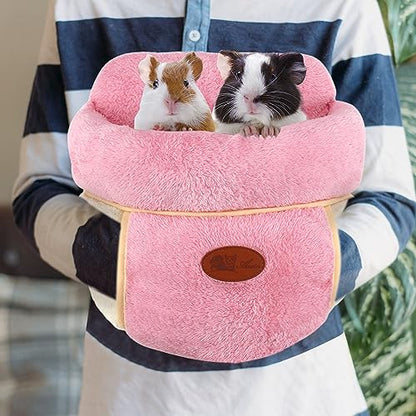 YUEPET Guinea Pig Bed, Warm Fleece Slipper Cuddle Cave, Pink - color: Pink, size: 1PCS