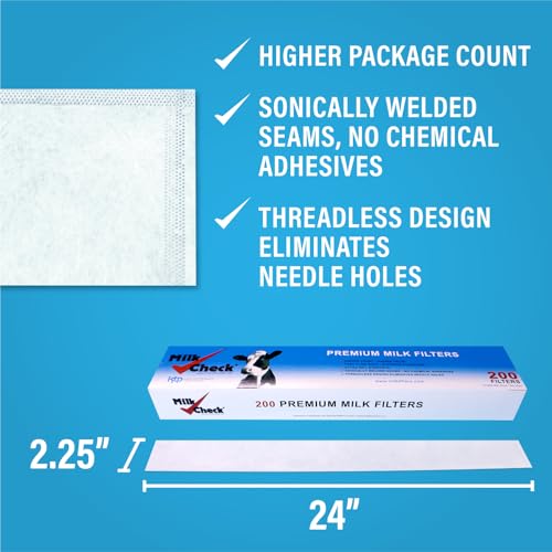 Milk Check – Premium Milk Filter Sock 2 ¼ "x 24" [CASE - 800 Filters] - style: 2 1/4 x 24"