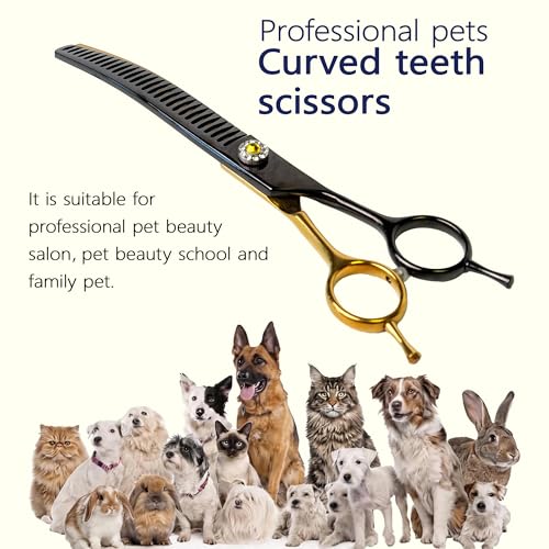 7" Curved Thinner Dog Scissor, Curved Chunker Scissors, 28 Teeth - size: Curved Chunker