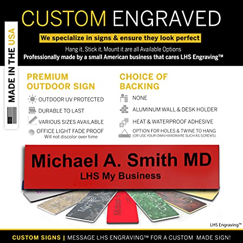 Custom Engraved Office Door Name Plate & Desk Signs, Red, 2x4 - color: B14 - Red & Black Lettering, size: 2in x 4in (5.1cm x 10.1cm)