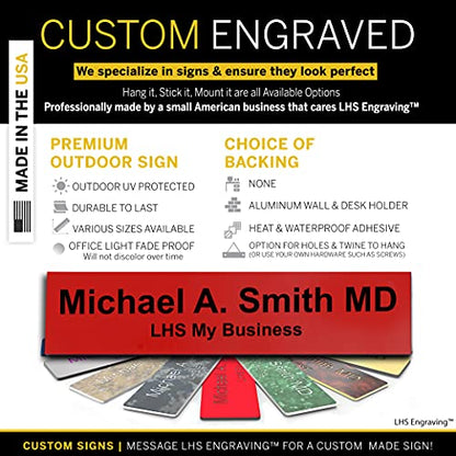 Custom Engraved Office Door Name Plate & Desk Signs, Red, 2x4 - color: B14 - Red & Black Lettering, size: 2in x 4in (5.1cm x 10.1cm)