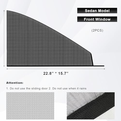 2 PCS Car Window Shades, Double-Layer Automotive Front Side Window Sunshade Blocks UV Rays & Sun Glare, Breathable Mesh Screen Stretch Sun Protection Cover for Most SUVs - color: Car Front, 2 PCS