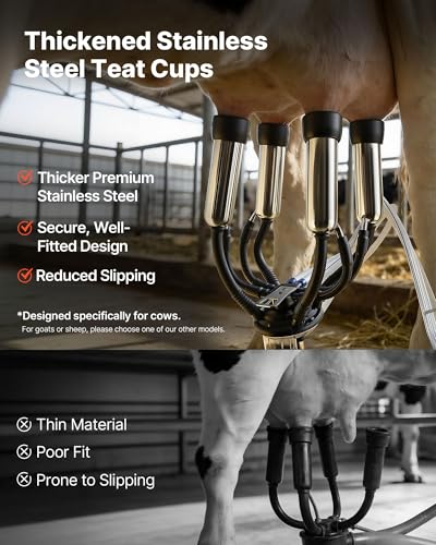 VEVOR Electric Cow Milking Machine, 25 L, 304 Stainless Steel Bucket - size: 25L