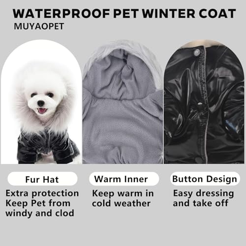 Dog Winter Warm Jacket Coat Pet Cat Hooded Jumpsuit Snowsuit,3XL | Waterproof Dog Winter Parka Coat with Faux Fur Hood;Windproof 4-Legged Warm Puppy Cold Weather Clothes for Small Medium Dogs - size: XXXL(Back17.7inch|Weight18-25LBS)