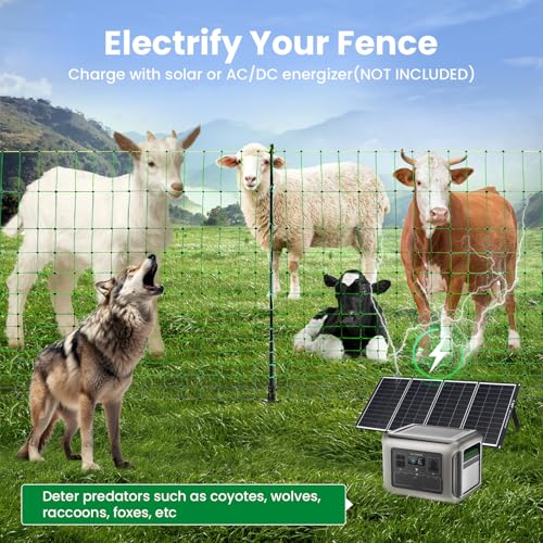 Electric Fence Netting, 49.6" H x 164'L Portable Livestock Nets for Cattle
