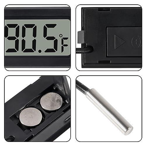 6 Pack Digital Thermometer Wired for Car Greenhouse Indicator Indoor Room Freezer Refrigerator Aquarium with 1M Waterproof NTC Probe Fahrenheit(℉)