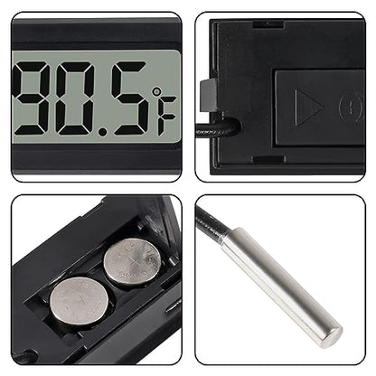 6 Pack Digital Thermometer Wired for Car Greenhouse Indicator Indoor Room Freezer Refrigerator Aquarium with 1M Waterproof NTC Probe Fahrenheit(℉)