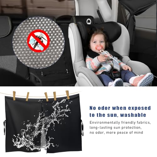 povtii Car Window Shade, Magnetic Double Layer Auto Side Windows Sun Shade for Heat/UV Protection, Vehicle Privacy Window Curtain for Baby & Kids, Universal Car Accessories (2 PCS)
