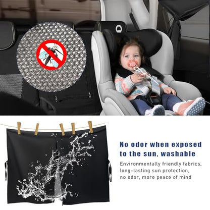 povtii Car Window Shade, Magnetic Double Layer Auto Side Windows Sun Shade for Heat/UV Protection, Vehicle Privacy Window Curtain for Baby & Kids, Universal Car Accessories (2 PCS)
