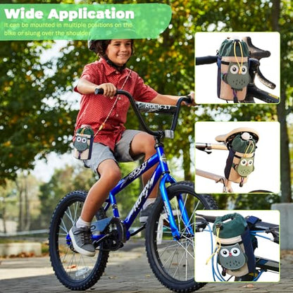 Cute Animals Bike Water Bottle Holder with Shoulder Straps, Universal Cycling Bicycle Drink Cup Cage for Kid's, Cruiser, Scooter, MTB, Road Bike (Owls) - color: owls