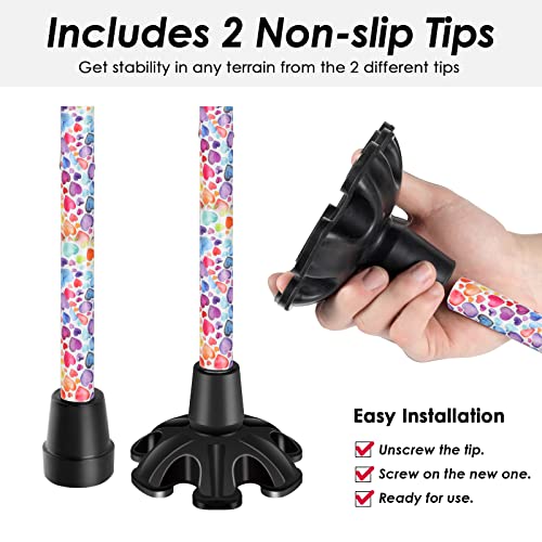 Walking Cane PANZHENG Cane for Man/Woman | Mobility & Daily Living Aids | 5-Level Height Adjustable Walking Stick | Comfortable Plastic T-Handle Portable Walking Stick Folding Cane - color: Cane-Heart