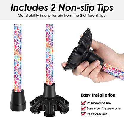 Walking Cane PANZHENG Cane for Man/Woman | Mobility & Daily Living Aids | 5-Level Height Adjustable Walking Stick | Comfortable Plastic T-Handle Portable Walking Stick Folding Cane - color: Cane-Heart