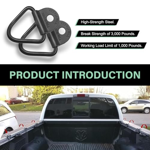 4 PCS Car Cargo Tie Down Anchors, Heavy Duty Cargo V-ring Anchors, Metal Trailers Hook Cargo Bolt, Universal Trailer Accessories, for Trailers Trucks SUVs (Black)