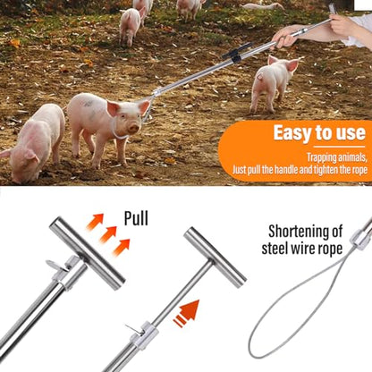 Dog Catcher Pole, Animal Catch Control Tool with Flashlight Non-Slip Tape