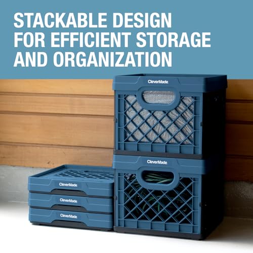 CleverMade Collapsible Milk Crates, 25L, 3 Pack, Holds 50 lb, Obsidian - color: Obsidian, size: 3 Pack
