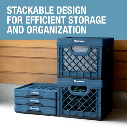 CleverMade Collapsible Milk Crates, 25L, 3 Pack, Holds 50 lb, Obsidian - color: Obsidian, size: 3 Pack
