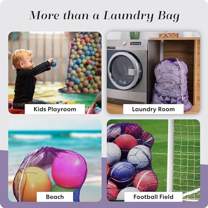 Handy Laundry Mesh XL Laundry Bag 24"x36", Heavy Duty Drawstring, Purple - color: Purple