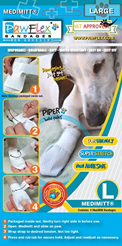 Pawflex Bandages Medimitt Bandages for Pets (Pack of 4) Medium - size: Medium