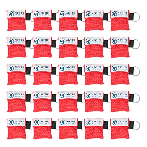 CPR Keychain Face Shields with One-Way Valve, 25 Pack - size: 25