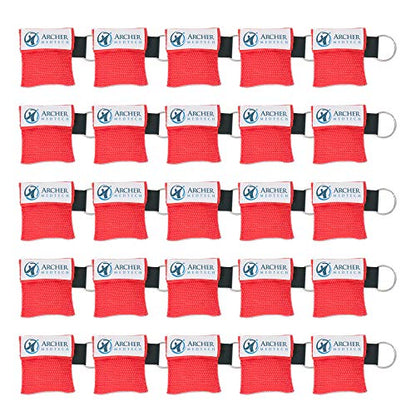 CPR Keychain Face Shields with One-Way Valve, 25 Pack - size: 25