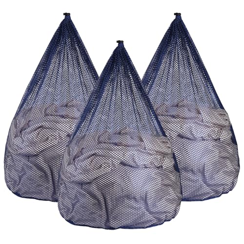 3Pcs Mesh Laundry Bags Washing Machine Mesh Wash Bags Jumbo for Delicates Clothes,Bed Linen,Toys with Drawstring Closure Sturdy(3 XXLarge 28 x 26 Inches, Blue) - color: Blue, size: Jumbo 3 pcs