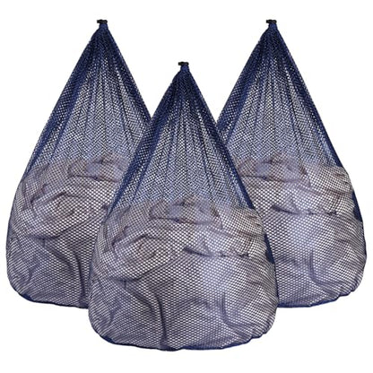 3Pcs Mesh Laundry Bags Washing Machine Mesh Wash Bags Jumbo for Delicates Clothes,Bed Linen,Toys with Drawstring Closure Sturdy(3 XXLarge 28 x 26 Inches, Blue) - color: Blue, size: Jumbo 3 pcs