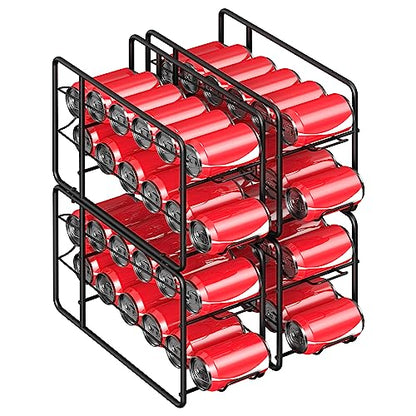 MOOACE 4 Pack Can Organizer for Pantry, Stackable Soda Can Dispenser Rack - color: Black