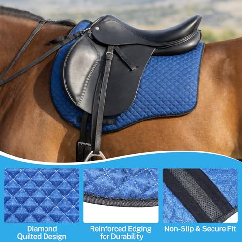 All-Purpose Western Saddle Pad for Horses – Diamond Quilted Breathable Horse Saddle Pad with Shock-Absorbing Cushion, Lightweight Equestrian Gear for Riding & Training, Blue