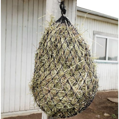 Country Pride Slow Feed Hay Net, 2-Inch Openings to Slow Hay Consumption, Durable Nylon Knit, Holds 3-4 Flakes, Fits Hay Hoop Feeder, Stall and Trailer Use, Promotes Healthy Grazing (Black) - color: Black