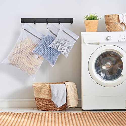 Small Honeycomb Lingerie Bags with Hanging Loop- MDSXO 3 Pack Mesh Laundry Bags for Washing Delicates, White Wash Bags for Socks, Bra, Mask, Baby Clothes 10 * 12 inch [3 Pack] - size: 3S(with Loop)