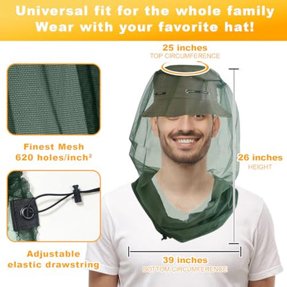 South to East Mosquito Head Net for Insect 2 Pack, Fly & Bug Protection - color: Green