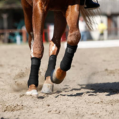 Horse Polo Wraps 2.5m Equestrian Leg Bandage Wrap Set of 4 Packs - color: Black - 2.5m