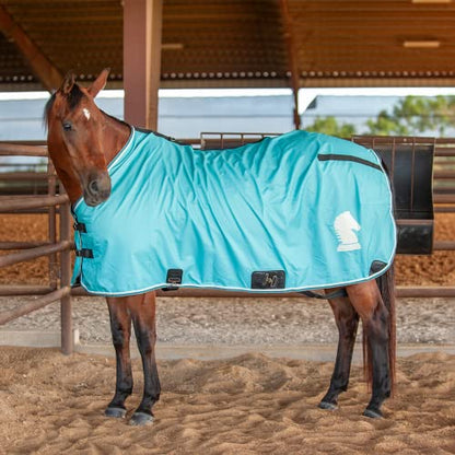 Classic Equine Classic Stable Sheet with Open Front, Turquoise, Small (CENS22TQS) - color: Turquoise, size: Small