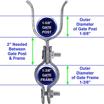 1-3/8" x 1-5/8" Chain Link Fence Gate Fork Latch - Fence Gate Latch - Galvanized Fence Gate Latch with Hole for Padlock - size: 1-3/8" x 1-5/8 Chain